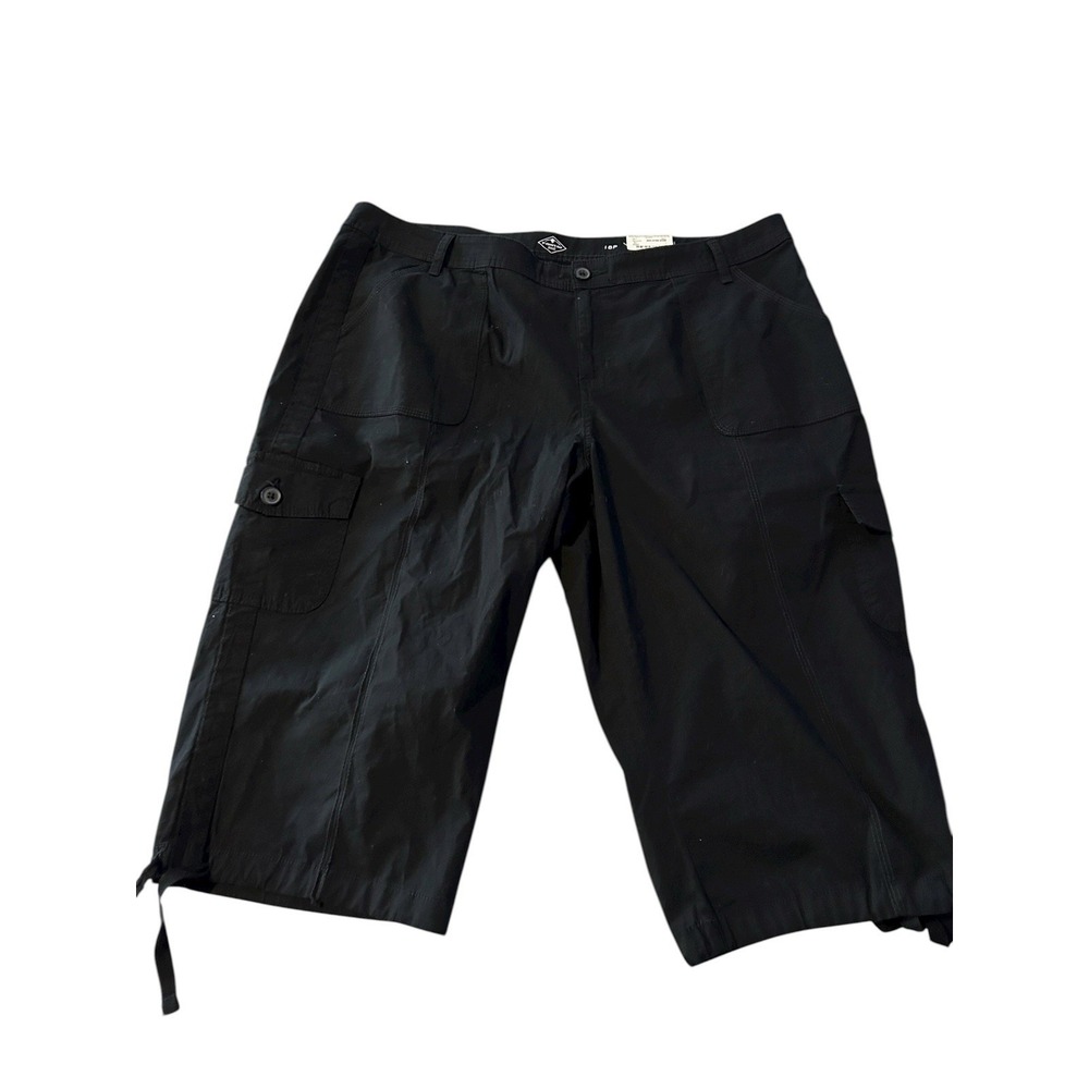 NWT St John's Bay Women's Black Capri Pants Plus Size 18P Travel Mid Rise Cruise